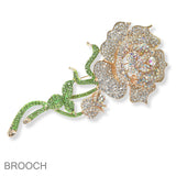 100392, ROSE FLOWER CRYSTAL RHINESTONE PIN BROOCH
