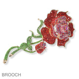 100392, ROSE FLOWER CRYSTAL RHINESTONE PIN BROOCH