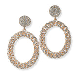 100394, OVAL CHAIN CRYSTAL RHINESTONE DANGLE EARRING