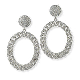 100394, OVAL CHAIN CRYSTAL RHINESTONE DANGLE EARRING