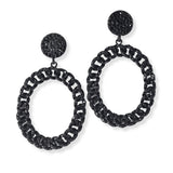 100394, OVAL CHAIN CRYSTAL RHINESTONE DANGLE EARRING