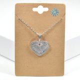 100417, HEART CUBIC ZIRCONIA PENDANT NECKLACE