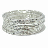 100419, TEXTURED METAL MULTI LAYERED BANGLE BRACELET