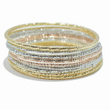 100419, TEXTURED METAL MULTI LAYERED BANGLE BRACELET