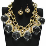100423, CHUNKY CLEAR BALL BOLD STATEMENT NECKLACE
