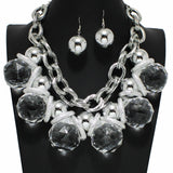 100423, CHUNKY CLEAR BALL BOLD STATEMENT NECKLACE