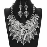100428, CLEAR BALL CHARM STATEMENT NECKLACE