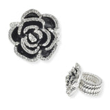 100448, ROSE FLOWER CRYSTAL RHINESTONE STRETCH RING