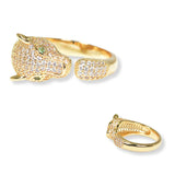 100450, PANTHER MICRO PAVE CUBIC ZIRCONIA STAINLESS STEEL ADJUSTABLE RING