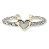 100457, PAVE HEART DESIGNER INSPIRED CUFF BRACELET