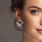 100463, CUBIC ZIRCONIA DESIGNER INSPIRED STUD EARRING
