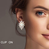 100478, PEARL ACCENT CUBIC ZIRCONIA CLIP ON EARRING