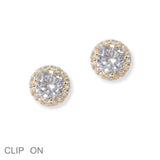 100482, ROUND CUBIC ZIRCONIA CLIP ON EARRING