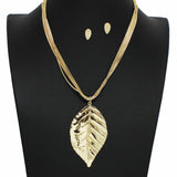 100485, LEAF METAL PENDANT NECKLACE
