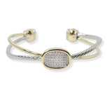 100495, OVAL MICRO PAVE DESIGNER INSPIRED CABLE CUFF BRACELET