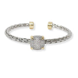 100496, MICRO PAVE DESIGNER INSPIRED CABLE CUFF BRACELET