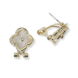 100499, CLOVER MOTHER OF PEARL DESIGNER INSPIRED STUD EARRING
