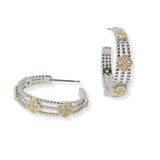 100504, PAVE CLOVER DESIGNER INSPIRED ROUND HOOP EARRING