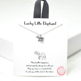 100518, GOLD DIPPED, "LUCKY LITTLE ELEPHANT" DAINTY ELEPHANT CHARM NECKLACE