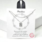 100520, GOLD DIPPED, "PRICELESS" DAINTY DOUBLE LAYERED NECKLACE