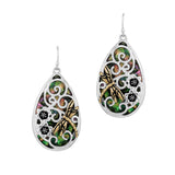 100537, DRAGONFLY & FLOWER FILIGREE TEARDROP DANGLE EARRING