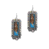 Western Rectangle Turquoise Stone Dangle Earring - view 2