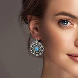 Western Turquoise Stone with Rhinestone Dangle Earring