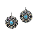 Western Turquoise Stone with Rhinestone Dangle Earring - view 2