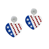 100549, HEART AMERICAN FLAG ACRYLIC DANGLE EARRING