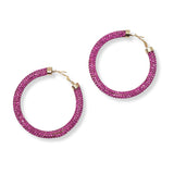 100568, GLITTER CRYSTAL RHINESTONE ROUND HOOP EARRING