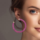 100568, GLITTER CRYSTAL RHINESTONE ROUND HOOP EARRING