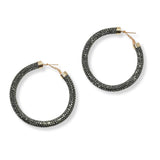 100568, GLITTER CRYSTAL RHINESTONE ROUND HOOP EARRING