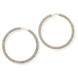 100569, 3 LINES CRYSTAL RHINESTONE ROUND LARGE HOOP EARRING