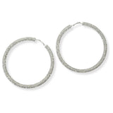 100569, 3 LINES CRYSTAL RHINESTONE ROUND LARGE HOOP EARRING