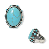 100586, WESTERN OVAL TURQUOISE STONE STRETCH RING