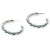 100593, WESTERN TURQUOISE STONE WITH RHINESTONE HOOP EARRING