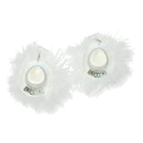 100601, "BRIDE" WESTERN COWBOY HAT FEATHER RHINESTONE DANGLE EARRING