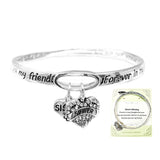 100612, "SISTER'S BLESSING" HEART CHARM ENGRAVED BRACELET