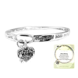 100612, "MOM'S BLESSING" HEART CHARM ENGRAVED BRACELET