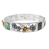 100613, BEE & FLOWER ABALONE STRETCH BRACELET