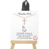 100618, GOLD DIPPED, "PROVERBS 3:5-6" CROSS CZ CHARM NECKLACE