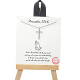 100618, GOLD DIPPED, "PROVERBS 3:5-6" CROSS CZ CHARM NECKLACE