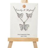 100623, BUTTERFLY CUBIC ZIRCONIA PENDANT NECKLACE