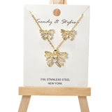 100623, BUTTERFLY CUBIC ZIRCONIA PENDANT NECKLACE