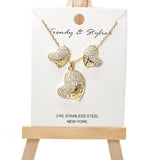 100624, HEART CUBIC ZIRCONIA PENDANT NECKLACE