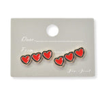 Triple Heart Enamel Stud Earring - view 2