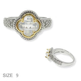 100665, CLOVER CUBIC ZIRCONIA DESIGNER INSPIRED RING