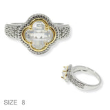 100665, CLOVER CUBIC ZIRCONIA DESIGNER INSPIRED RING