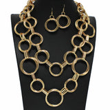 100701, MULTI ROUND DOUBLE LAYERED METAL NECKLACE