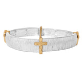 100711, CROSS ACCENT METAL STRETCH BRACELET